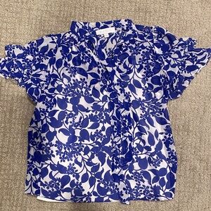 Sugarlips Nicki Blouse - Floral Blue and White
